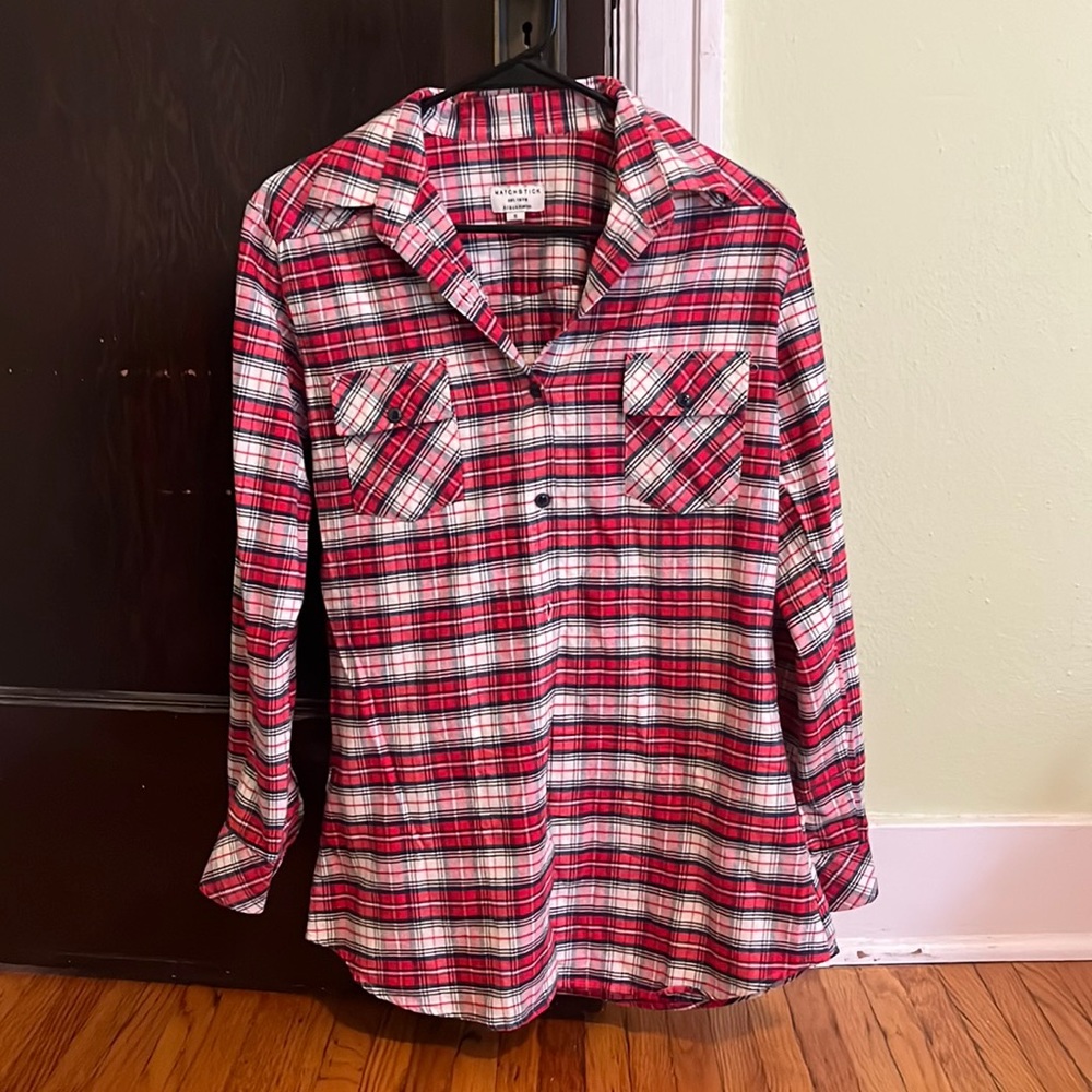 Matchstick plaid shirt; size small